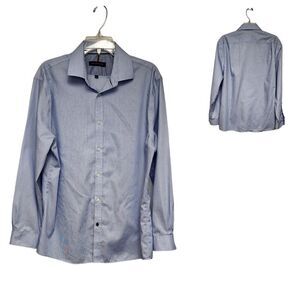 TOMMY HILFIGER SLIM-FIT NON-IRON BUTTON-DOWN SHIRT SIZE 16.5(32-33) COLOR BLUE